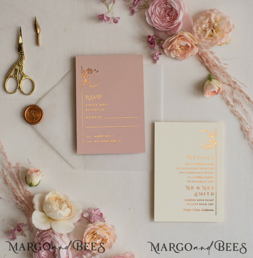 WEDDING INVITATIONS gold / rose gold / silver / glitter Elegant wedding invitations, glam gold rose gold wedding cards, cream fancy wedding invitiation suite