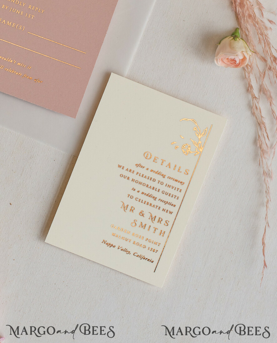 WEDDING INVITATIONS gold / rose gold / silver / glitter Elegant wedding invitations, glam gold rose gold wedding cards, cream fancy wedding invitiation suite