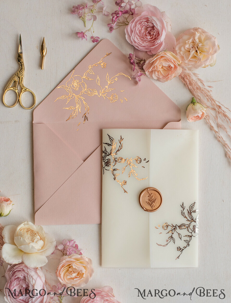 WEDDING INVITATIONS gold / rose gold / silver / glitter Elegant wedding invitations, glam gold rose gold wedding cards, cream fancy wedding invitiation suite