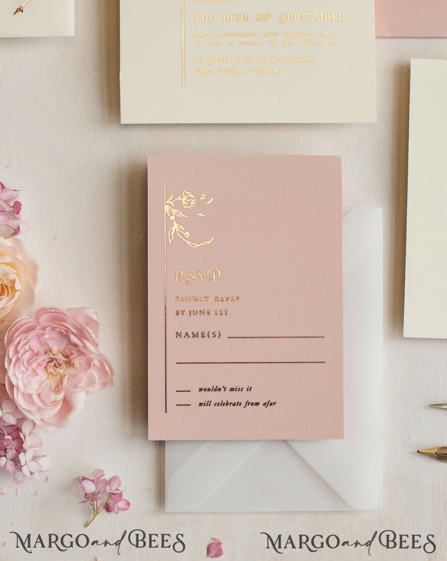 WEDDING INVITATIONS gold / rose gold / silver / glitter Elegant wedding invitations, glam gold rose gold wedding cards, cream fancy wedding invitiation suite