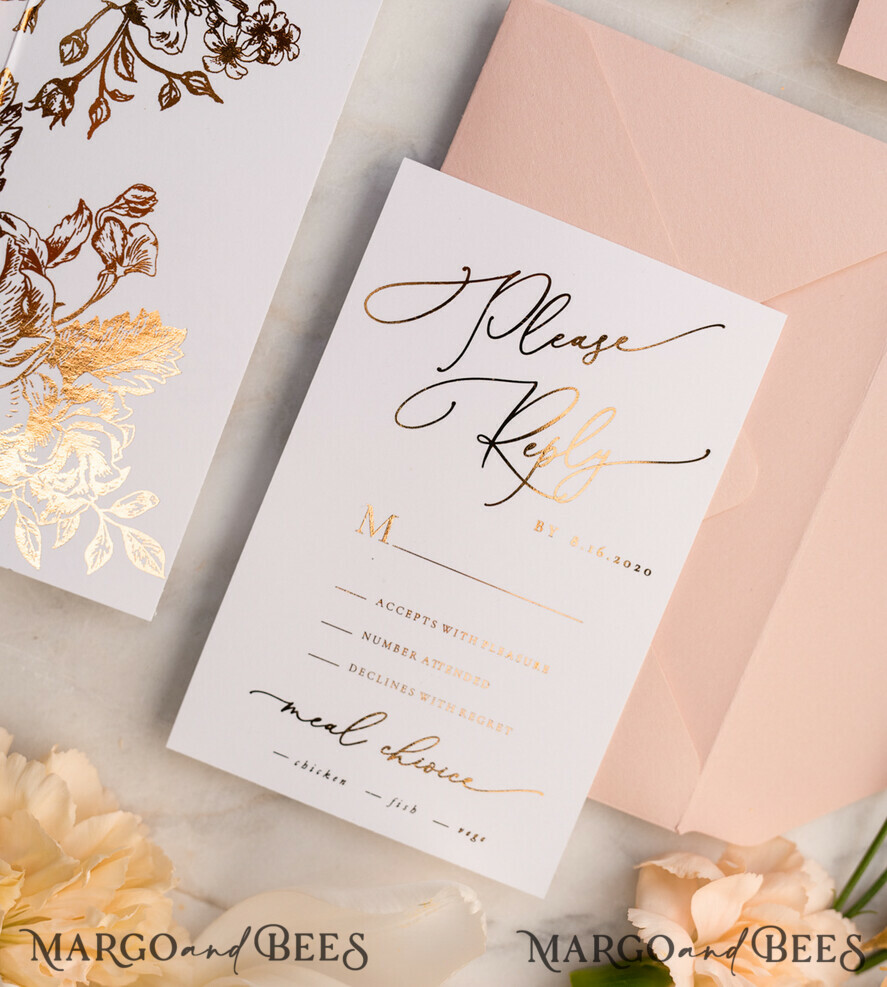WEDDING INVITATIONS gold / rose gold / silver / glitter Luxury Arabic Gold Foil Wedding Invitations, Glamour Golden Shine Wedding Invites, Romantic Blush Pink Wedding Cards, Elegant Indian Wedding Invitation Suite