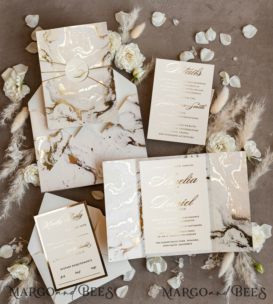 WEDDING INVITATIONS gold / rose gold / silver / glitter Golden Marble Wedding invitations, Luxury Gold Foil Wedding Invitation set, Marble Glamour Wedding Invitation Suite, elegant Wedding Cards Marble