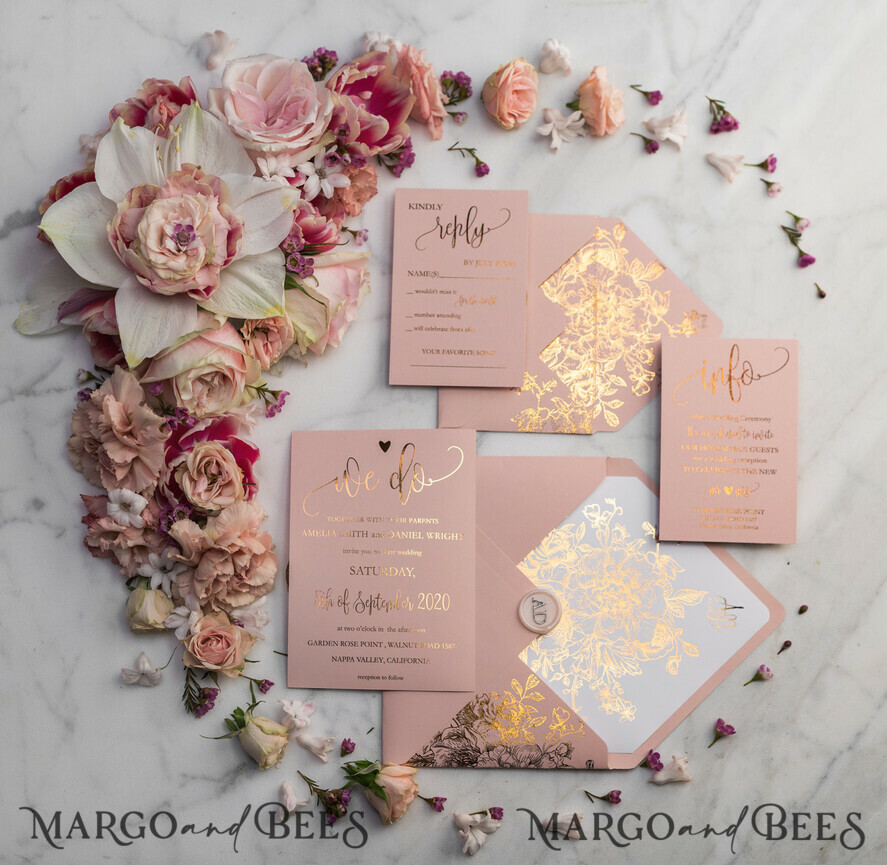 WEDDING INVITATIONS gold / rose gold / silver / glitter Luxury Vellum Gold Foil Wedding Invitations, Elegant Blush Pink Wedding Invitation Suite, Glamour Wedding Cards, Golden Shine Wedding Invitation Suite