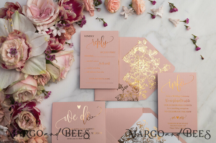 WEDDING INVITATIONS gold / rose gold / silver / glitter Luxury Vellum Gold Foil Wedding Invitations, Elegant Blush Pink Wedding Invitation Suite, Glamour Wedding Cards, Golden Shine Wedding Invitation Suite