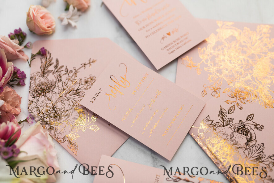 WEDDING INVITATIONS gold / rose gold / silver / glitter Luxury Vellum Gold Foil Wedding Invitations, Elegant Blush Pink Wedding Invitation Suite, Glamour Wedding Cards, Golden Shine Wedding Invitation Suite