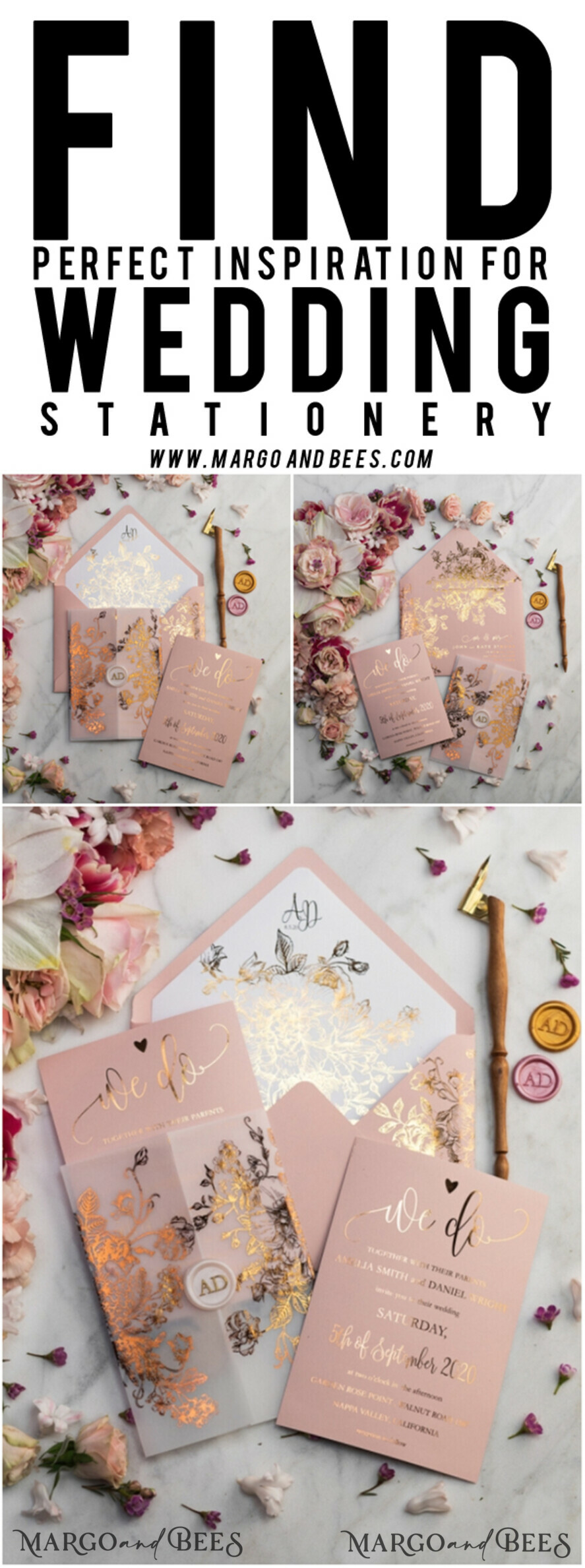 WEDDING INVITATIONS gold / rose gold / silver / glitter Luxury Vellum Gold Foil Wedding Invitations, Elegant Blush Pink Wedding Invitation Suite, Glamour Wedding Cards, Golden Shine Wedding Invitation Suite