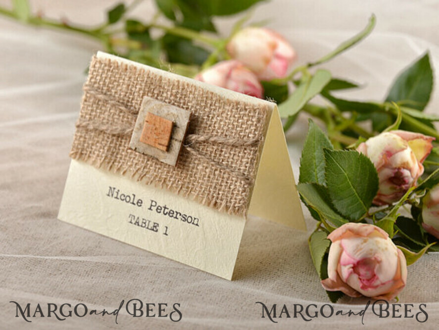 MENU & PROGRAMS rustic Rustic Wedding Program with Burlap, Barn Wedding Program, Eco Romantic Personalized Cards with Twine, Simple Rustic Wedding Program, Elegant Wooden Booklet Ecru Wedding Cards