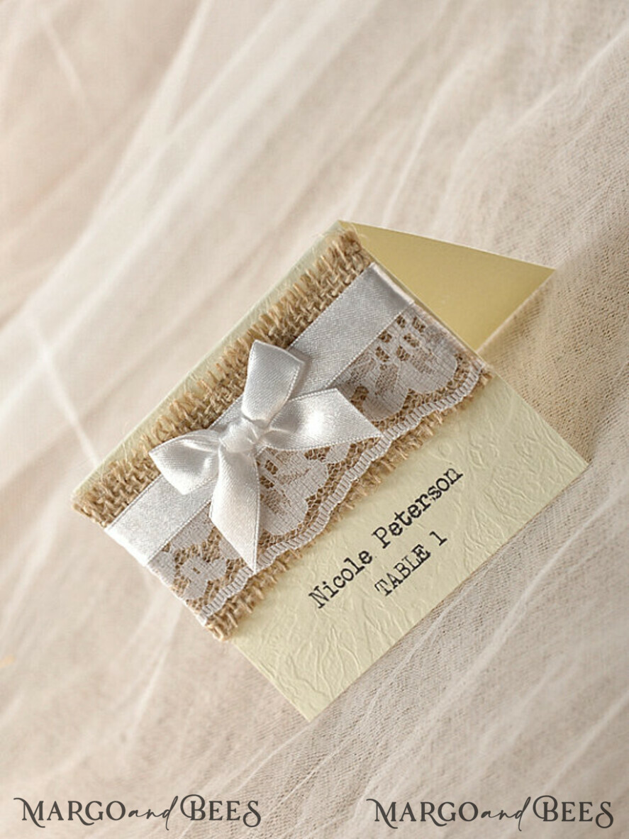 MENU & PROGRAMS rustic Rustic Wedding Program with Lace, Barn Wedding Program, Eco Romantic Personalized Cards with Ribbon, Simple Rustic Wedding Program, Elegant Booklet Ecru Wedding Cards