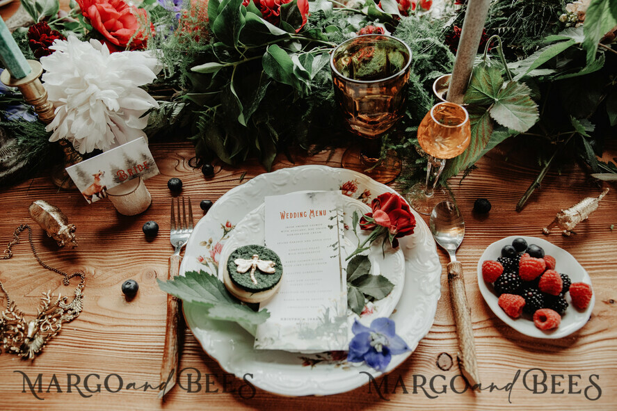 MENU & PROGRAMS rustic Forest Wedding Menu, Watercolor Trees Menu, Mountain Scene Woodland Wedding Menu, Rustic Table Wedding Menu, Forest Green Menu Card, Woodland Wedding Table Decor