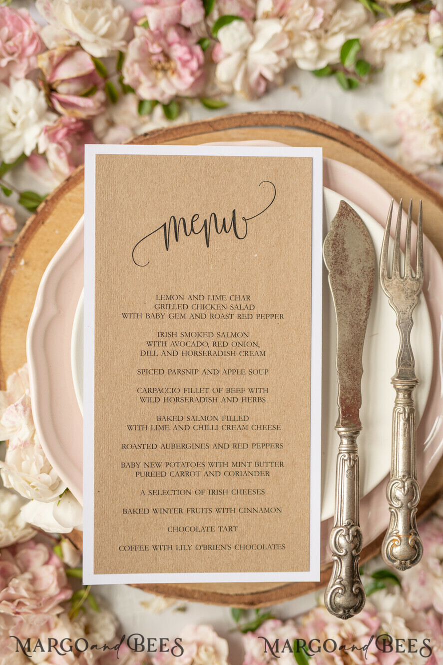 MENU & PROGRAMS rustic Rustic Wedding Menu with Twine, Barn Wedding Dinner Menu, Eco Romantic Personalized Cards with Wooden Heart, Kraft Wedding Menu, Simple Rustic Burlap Wedding Menu, Elegant Wedding Menu Cards