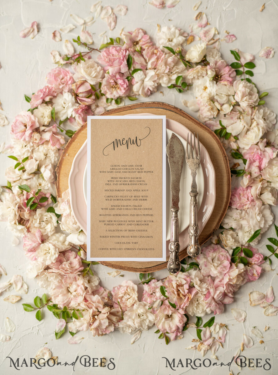 MENU & PROGRAMS rustic Rustic Wedding Menu with Twine, Barn Wedding Dinner Menu, Eco Romantic Personalized Cards with Wooden Heart, Kraft Wedding Menu, Simple Rustic Burlap Wedding Menu, Elegant Wedding Menu Cards
