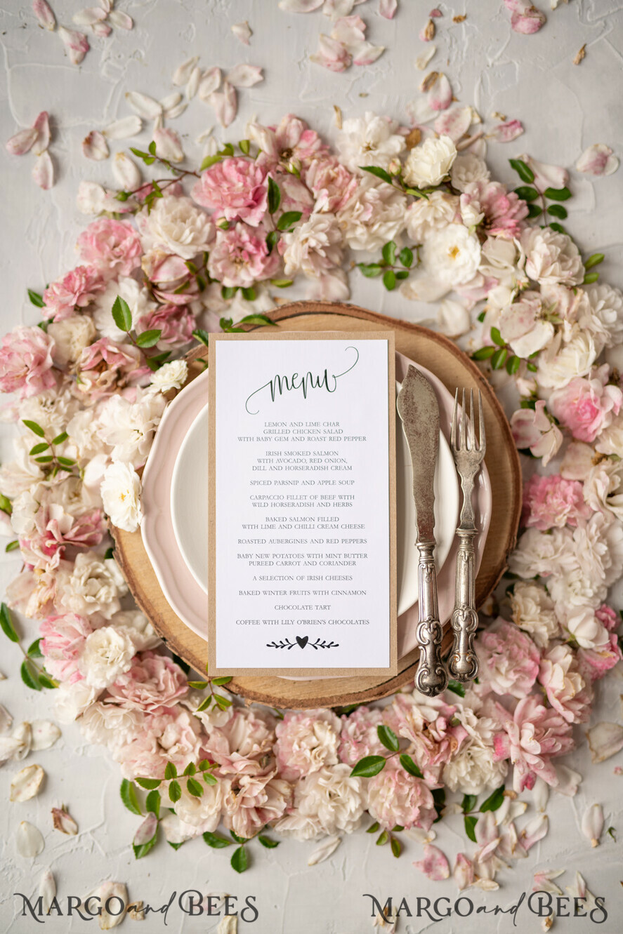 MENU & PROGRAMS rustic Rustic Wedding Menu with Twine, Barn Wedding Dinner Menu, Eco Romantic Personalized Cards with Wooden Heart, Kraft Wedding Menu, Simple Rustic Burlap Wedding Menu, Elegant White Wedding Menu Cards