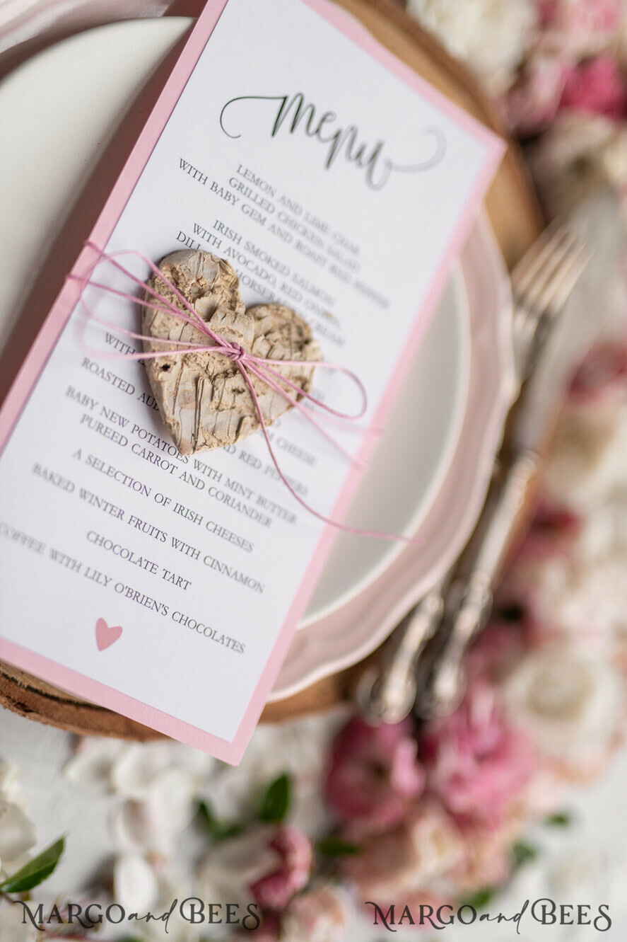 MENU & PROGRAMS rustic Elegant Birch Heart Wedding Menu Cards, Bespoke Pink Wedding Menu, Rustic Wedding Menu with Twine, Barn Wedding Dinner Menu, Romantic Personalized Cards, Simple Rustic Wedding Menu, Elegant White Wedding Menu Cards, Handmade Wedding Stationery