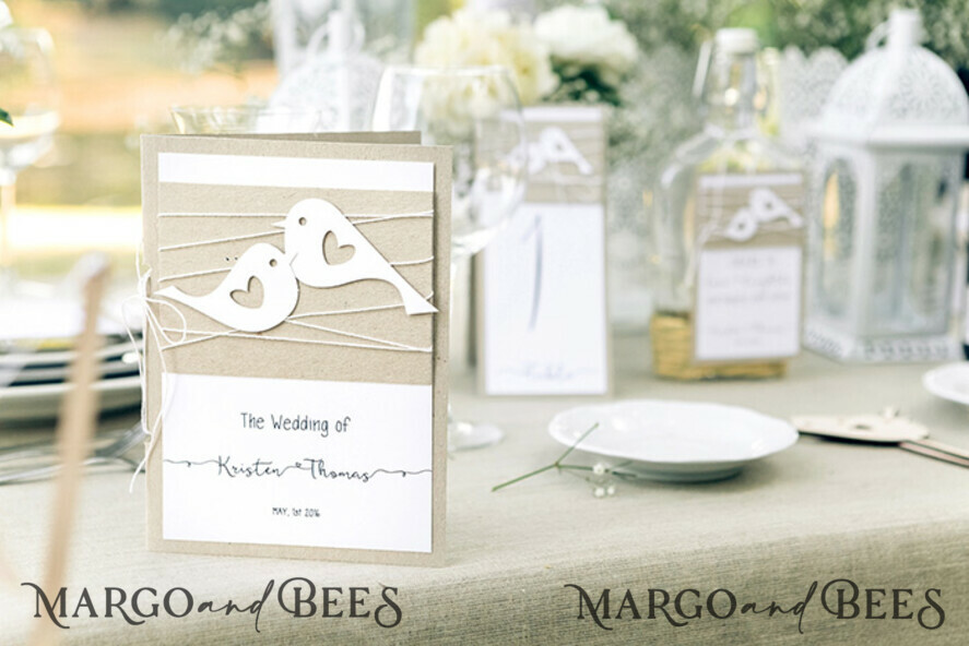MENU & PROGRAMS rustic Rustic Birds wedding Program, Outdoor wedding Program card, Romantic Booklet Wedding Program, Eco Rustic Personalized Cards with Birds, Elegant Wedding Program
