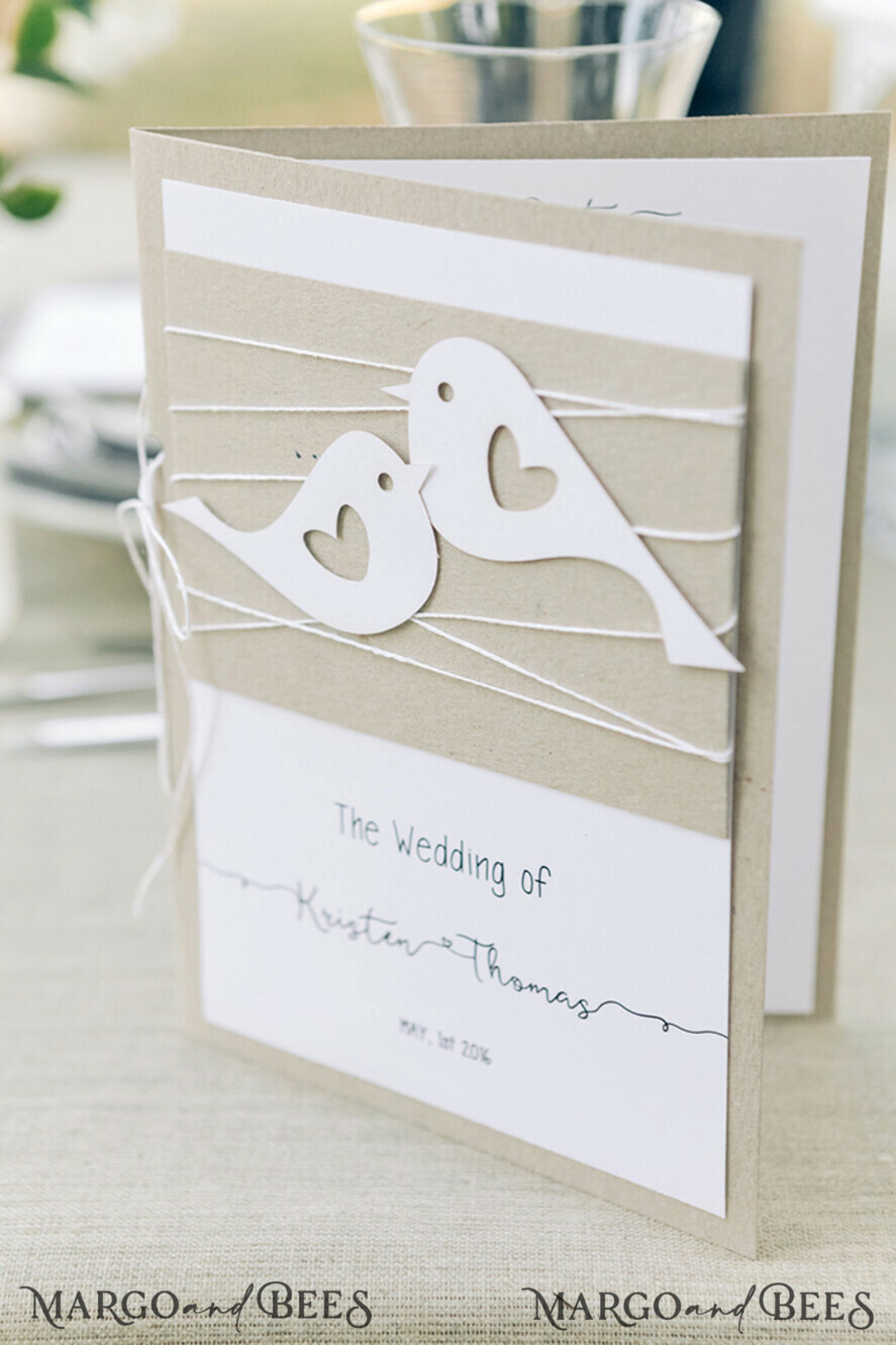 MENU & PROGRAMS rustic Rustic Birds wedding Program, Outdoor wedding Program card, Romantic Booklet Wedding Program, Eco Rustic Personalized Cards with Birds, Elegant Wedding Program