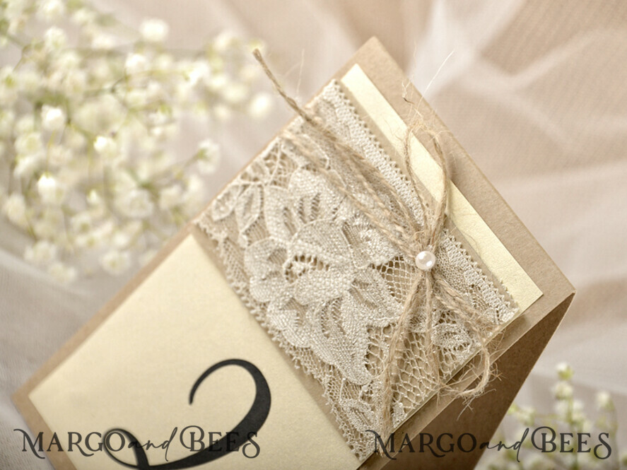 TABLE DECOR SIGNS Wood Eco Rustic Table numbers Romantic Lace Eco Brown and Ivory Wedding Table Numbers with Burlap Twine, Custom Eco Handcrafted Wedding Stationery, Simple Natural Handmade Rustic Table Cards