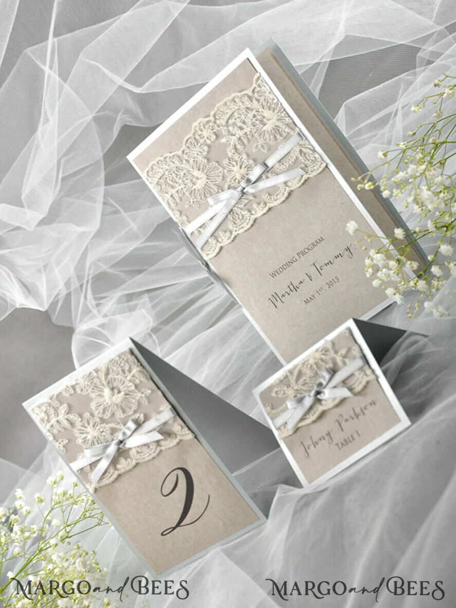 TABLE DECOR SIGNS Wood Eco Rustic Table numbers Romantic Wedding Table Numbers with Grey Ribbon, Vintage Lace Personalized Table Cards, Light Grey and Brown Shabby Chic Wedding Table Décor, Rustic Wedding Table Sign