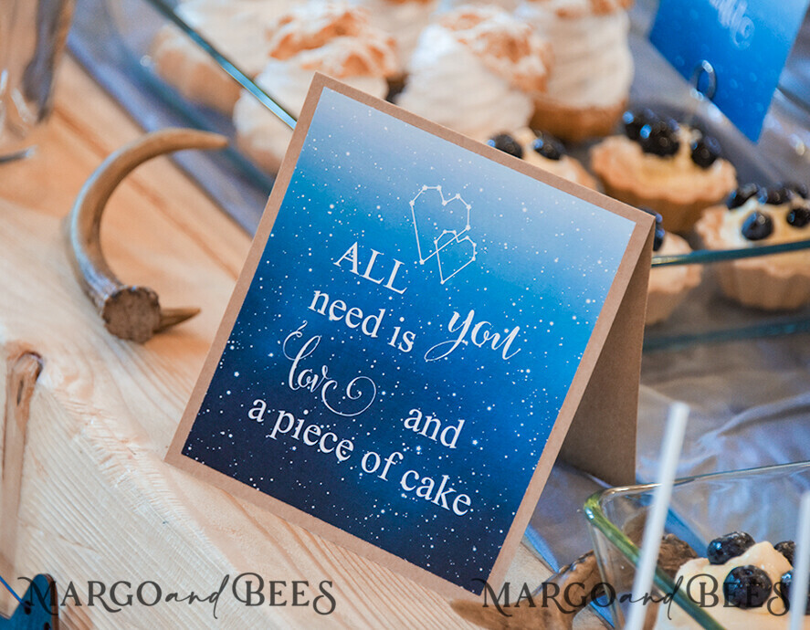 TABLE DECOR SIGNS Wood Eco Rustic Table numbers Elegant Royal Navy Wedding Candy Bar Sign, Bespoke Watercolor Table Décor, Winter Rustic Table Card, Handmade Blue And Eco Brown Wedding Stationery, Galaxy Sign