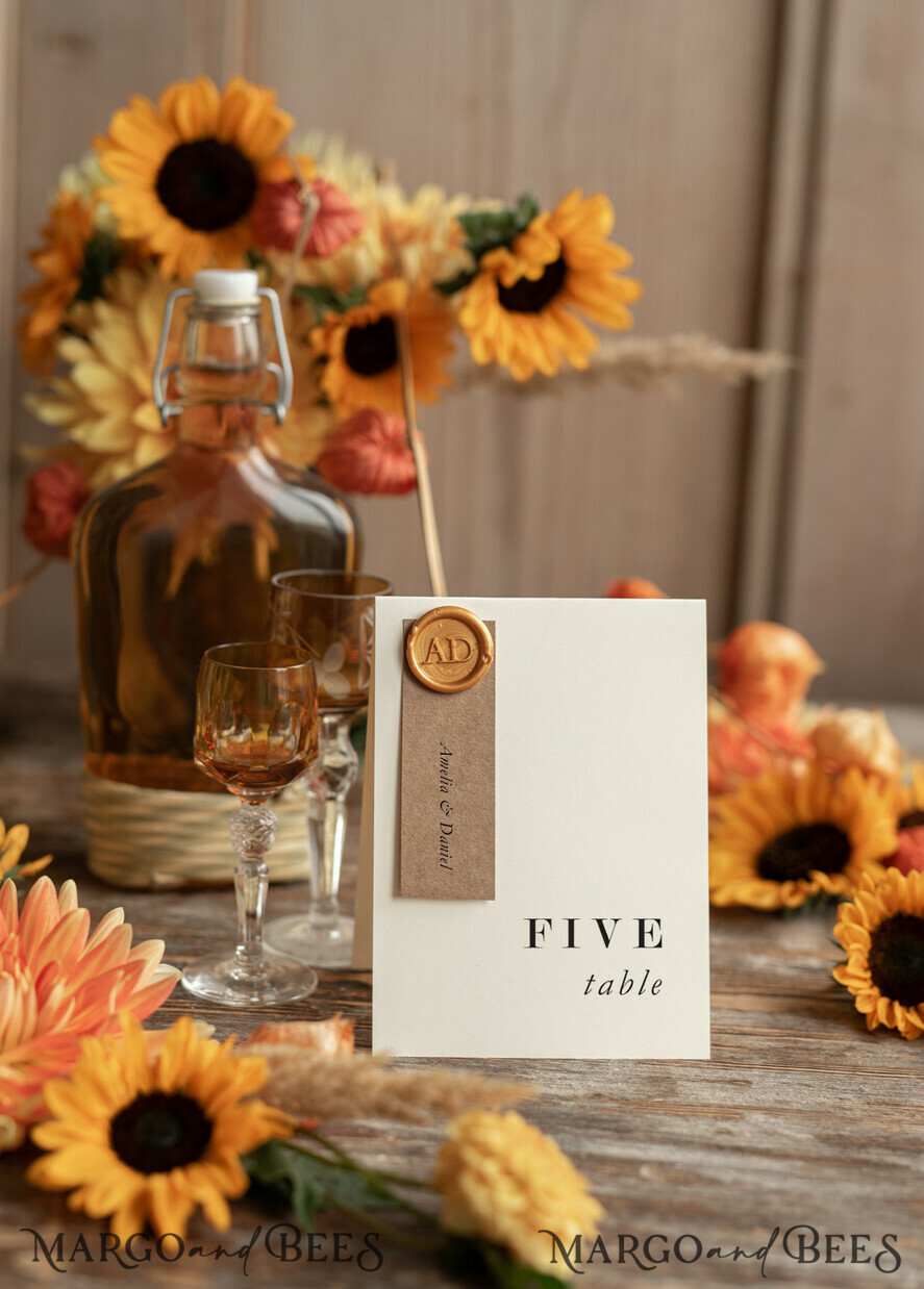 TABLE DECOR SIGNS Wood Eco Rustic Table numbers Rustic Wedding Table Number with Wax Seal, Barn Table Cards, Eco Romantic Personalized Cards, Elegant Ecru Kraft Wedding Table Décor, Simple Rustic Table Number