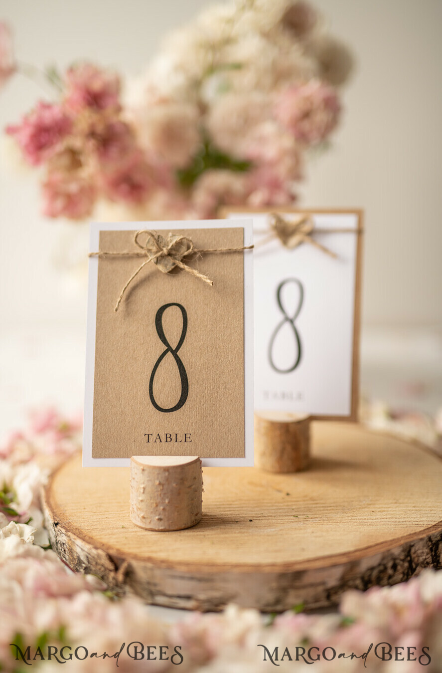 TABLE DECOR SIGNS Wood Eco Rustic Table numbers Vintage Eco Wedding Table Numbers, Rustic Birch Heart and Burlap Twine Wedding Table Cards, Bespoke Eco Paper Wedding Decor, Rustic Handmade Wedding Stationery