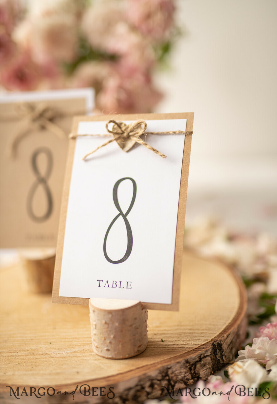 TABLE DECOR SIGNS Wood Eco Rustic Table numbers Vintage Eco Wedding Table Numbers, Rustic Birch Heart and Burlap Twine Wedding Table Cards, Bespoke Eco Paper Wedding Decor, Rustic Handmade Wedding Stationery