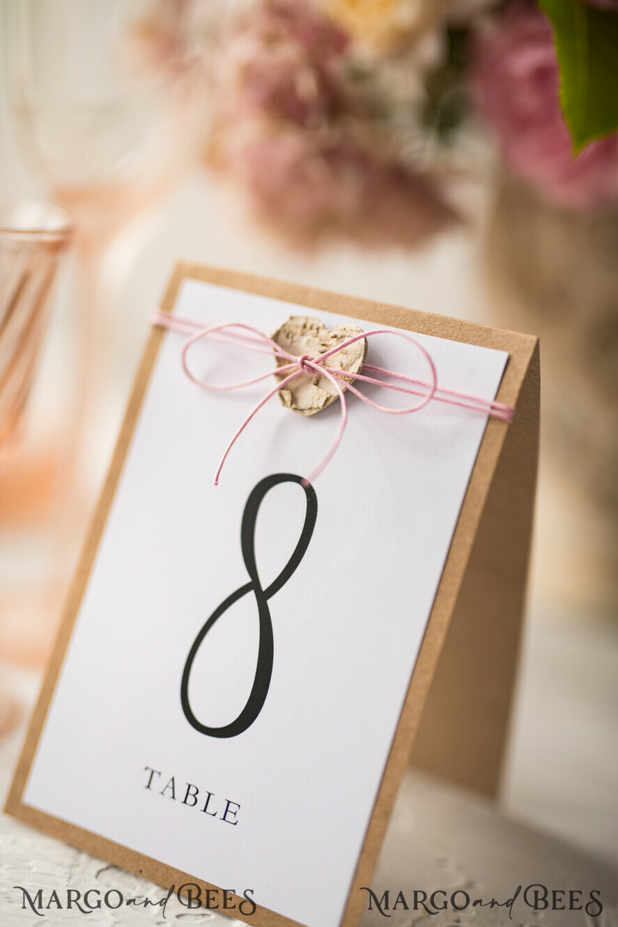 TABLE DECOR SIGNS Wood Eco Rustic Table numbers Vintage Wooden Wedding Table Numbers With Twine, Elegant Birch Heart Wedding Table Cards, Bespoke Eco Paper Wedding Décor, Handmade Wedding Stationery