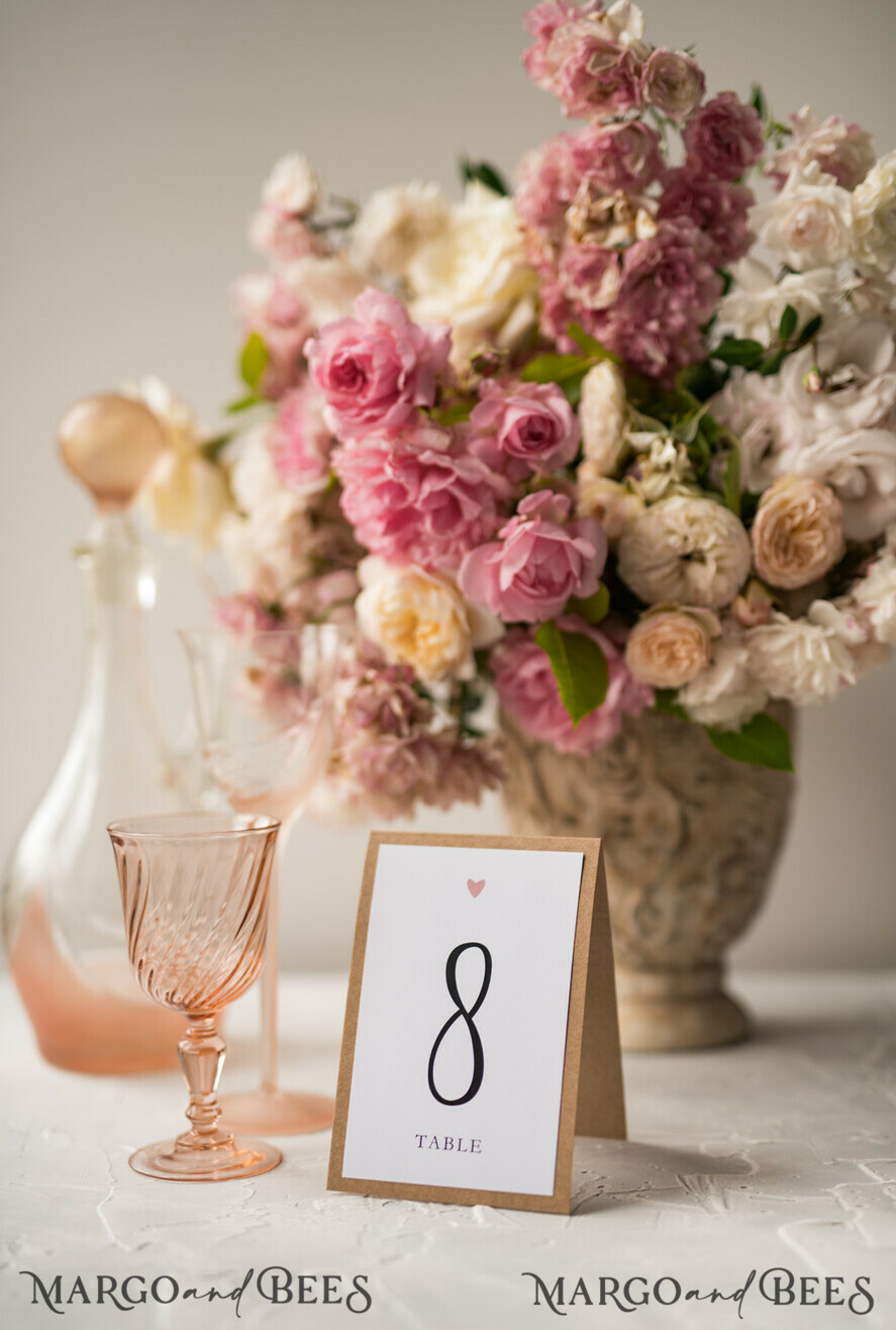 TABLE DECOR SIGNS Wood Eco Rustic Table numbers Vintage Wooden Wedding Table Numbers With Twine, Elegant Birch Heart Wedding Table Cards, Bespoke Eco Paper Wedding Décor, Handmade Wedding Stationery