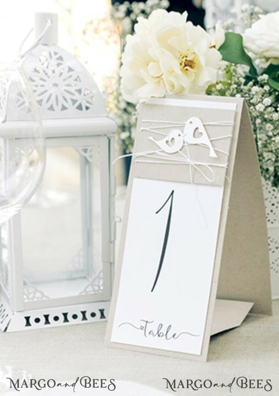 TABLE DECOR SIGNS Wood Eco Rustic Table numbers Rustic Birds Wedding Table numbers, Outdoor Wedding Table Cards, Romantic Wedding Table Décor, Barn Wedding Table Signs, Eco Romantic white twine Editable Cards