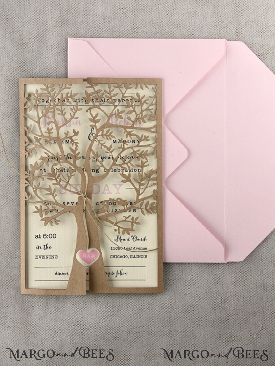 WEDDING INVITATIONS lasercut laser Cut Rustic Wedding Invitation Set, Rustic Wedding Invitations Tree, Rustical Laser Cut Tree Wedding Cards, tree of life invitation suite
