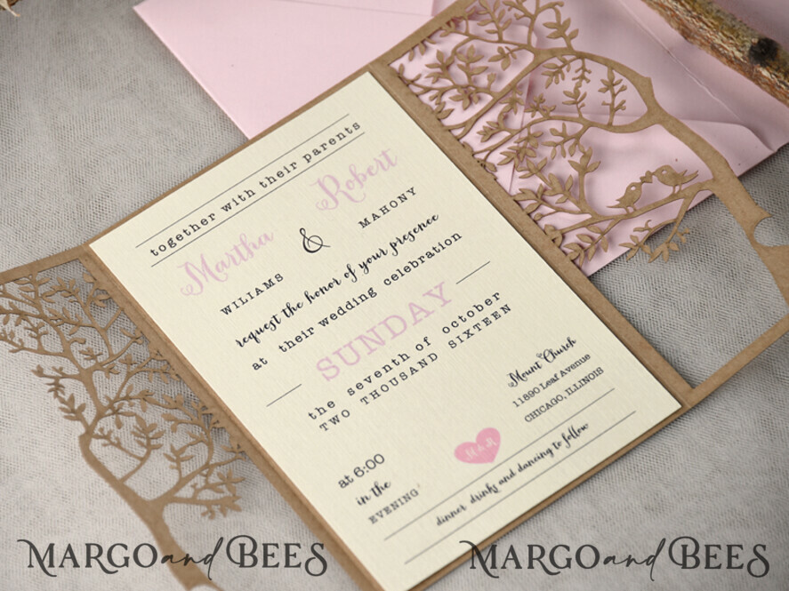 WEDDING INVITATIONS lasercut laser Cut Rustic Wedding Invitation Set, Rustic Wedding Invitations Tree, Rustical Laser Cut Tree Wedding Cards, tree of life invitation suite