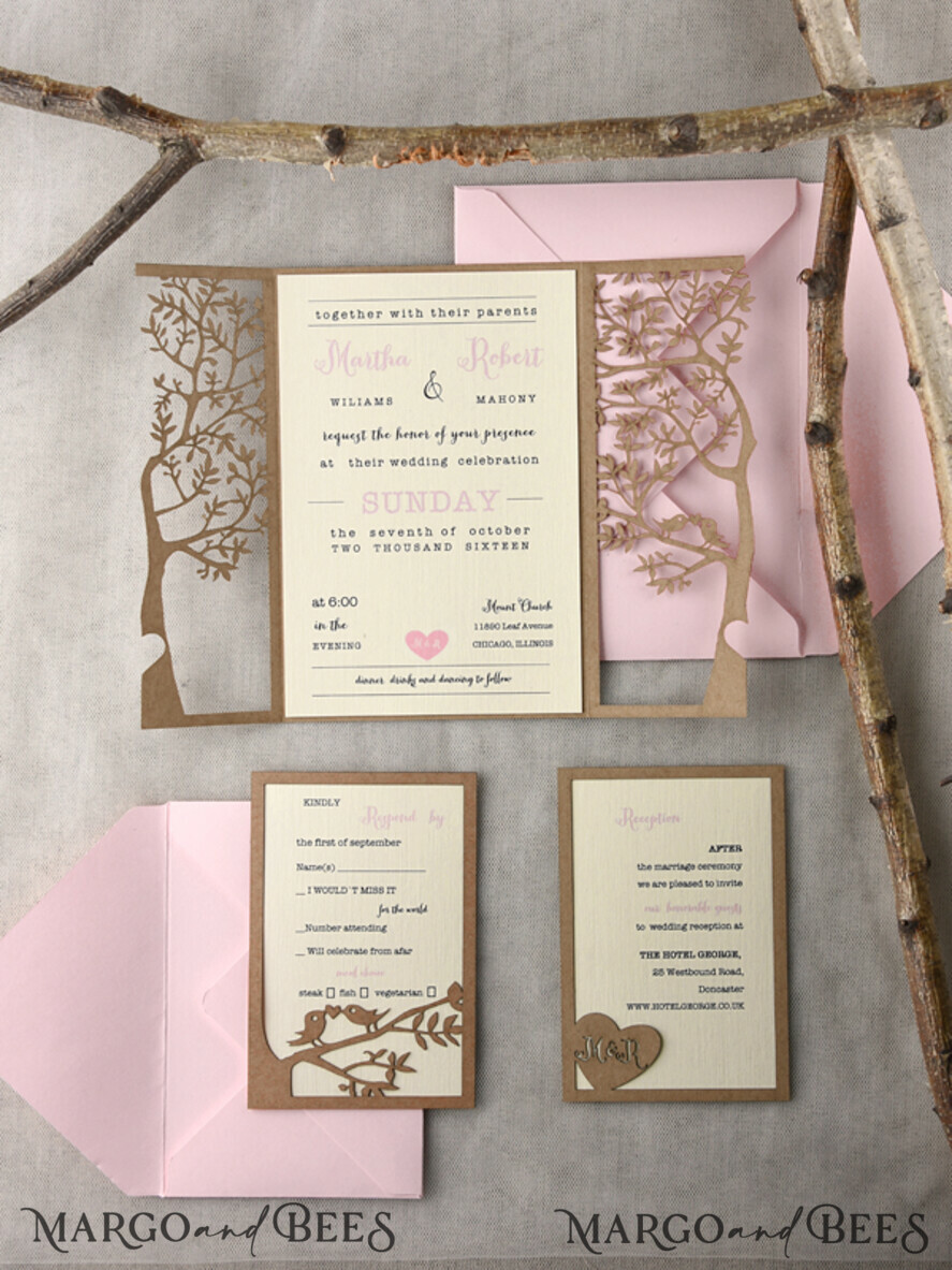 WEDDING INVITATIONS lasercut laser Cut Rustic Wedding Invitation Set, Rustic Wedding Invitations Tree, Rustical Laser Cut Tree Wedding Cards, tree of life invitation suite