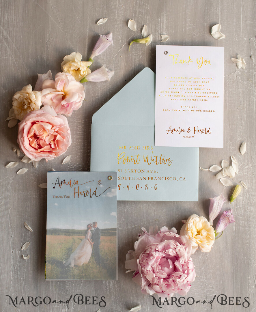 THANK YOU CARDS modern/romantic Custom handmade thank you cards for guests