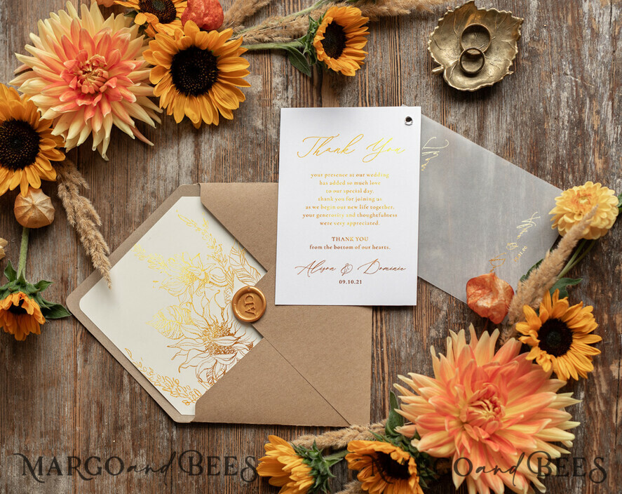THANK YOU CARDS modern/romantic Custom wedding thank you note