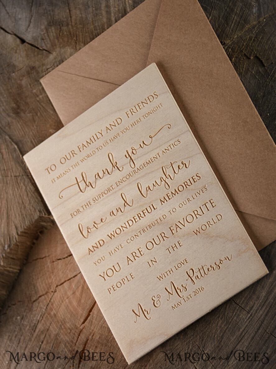 THANK YOU CARDS wood Wedding thank you cards wooden