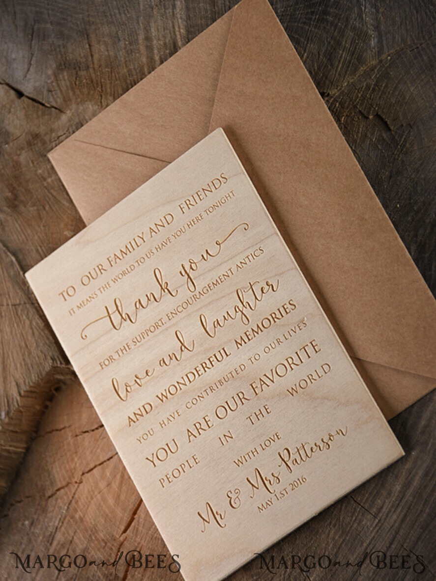 THANK YOU CARDS wood Wedding thank you cards wooden