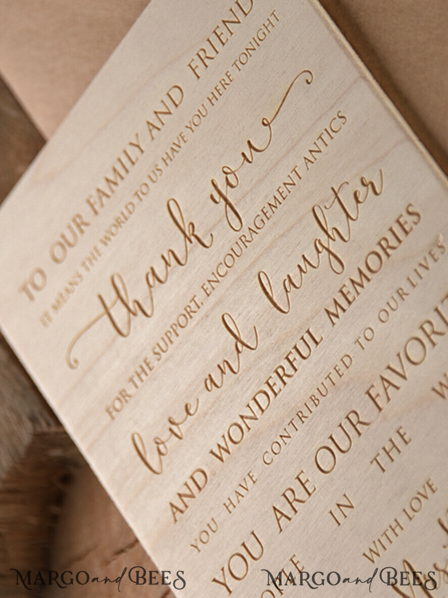 THANK YOU CARDS wood Wedding thank you cards wooden