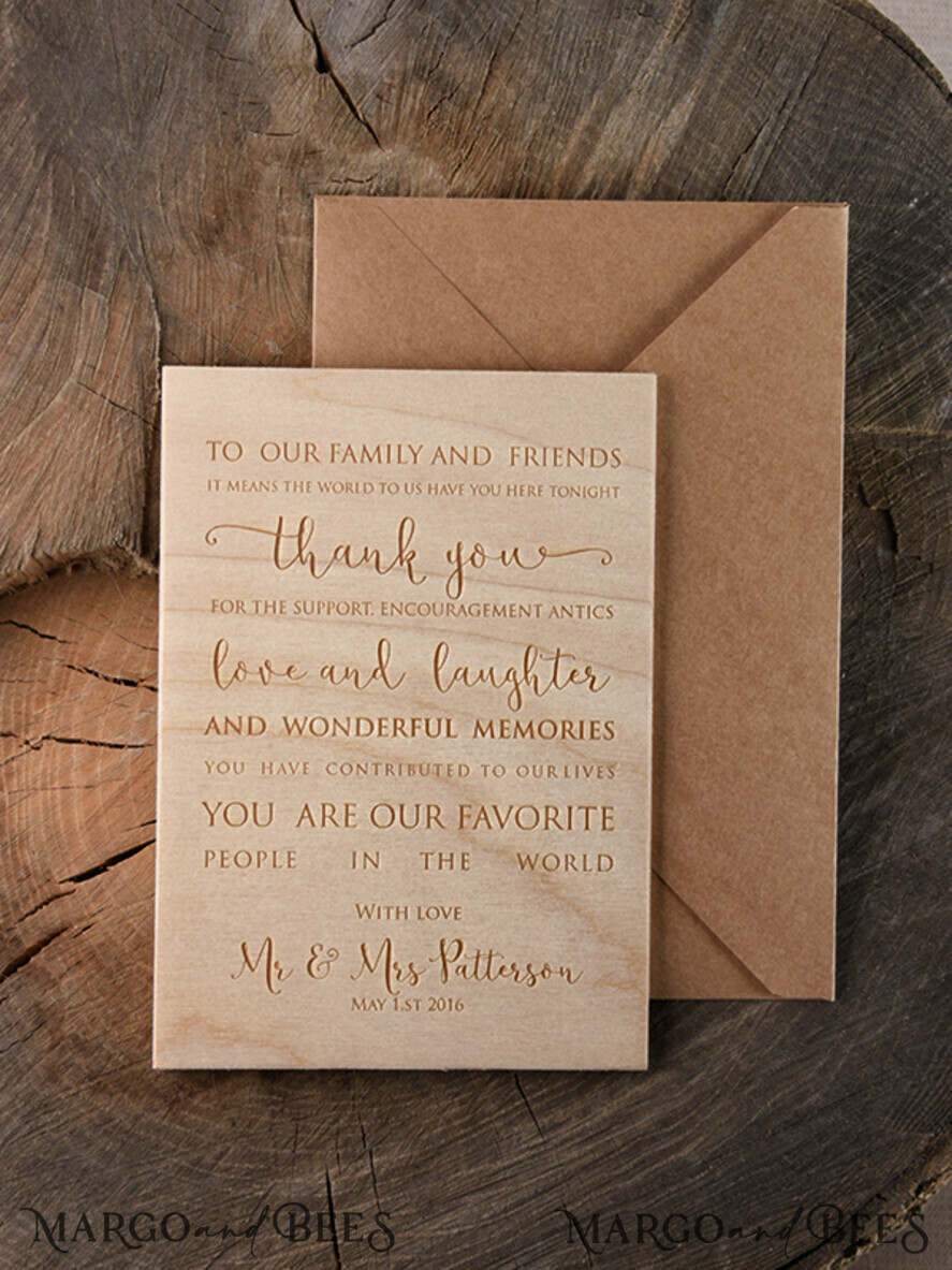 THANK YOU CARDS wood Wedding thank you cards wooden