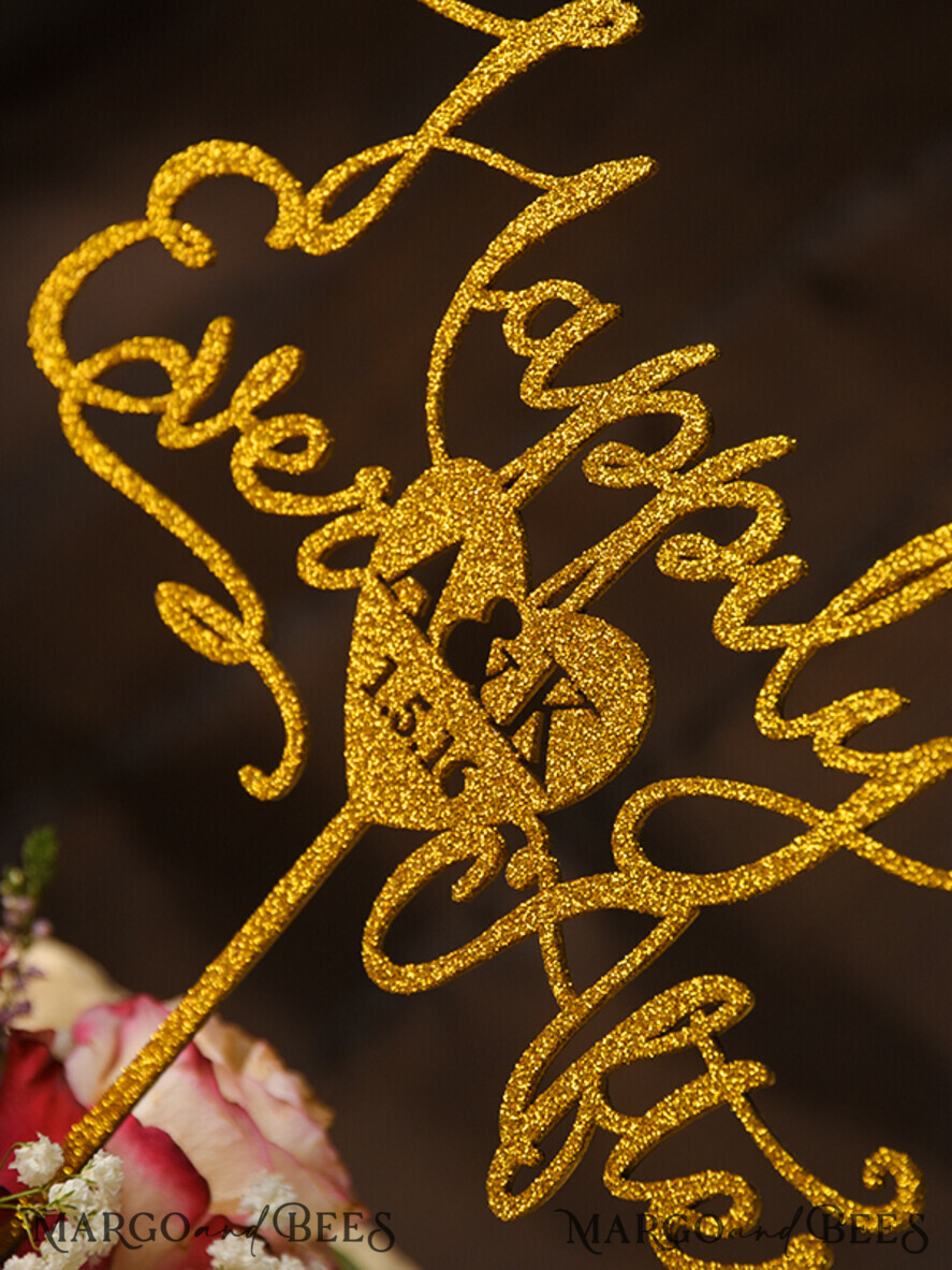 CAKE TOPPER glitter wedding cake topper, glitter cake topper