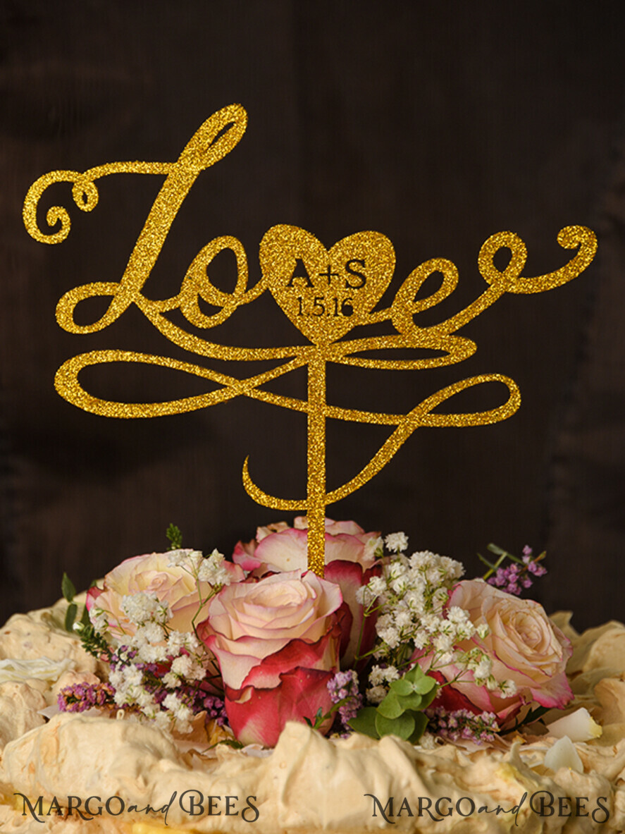 CAKE TOPPER glitter wedding cake topper, chick cake topper
