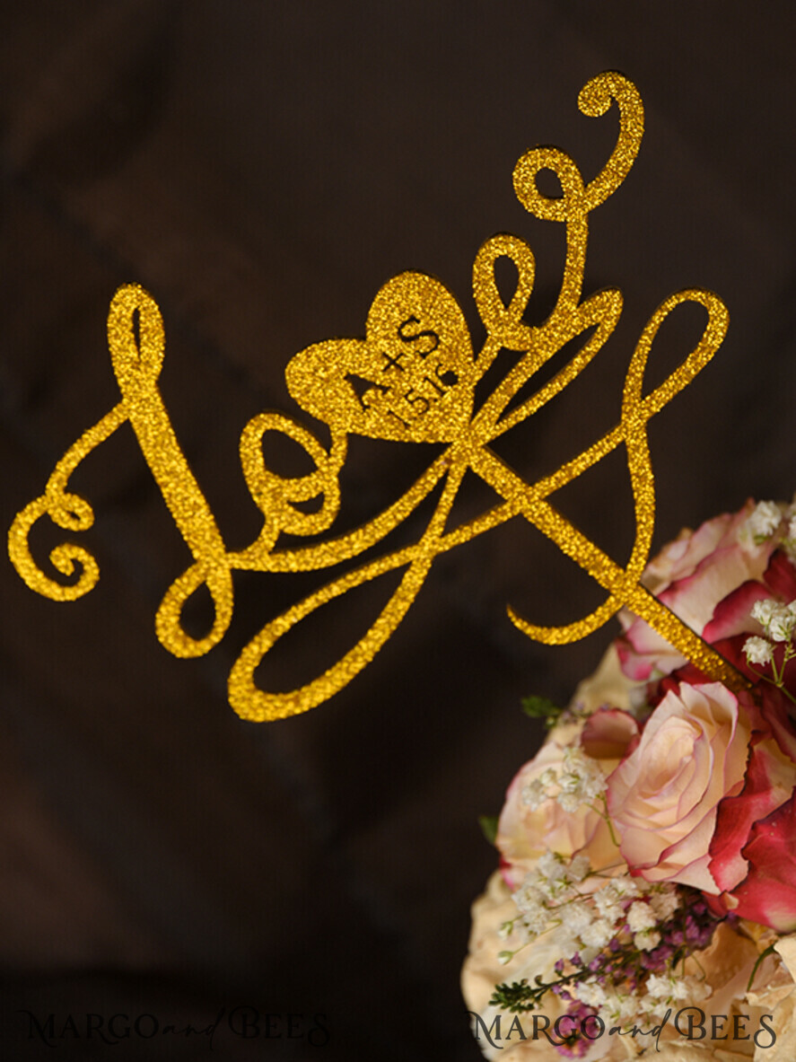 CAKE TOPPER glitter wedding cake topper, chick cake topper