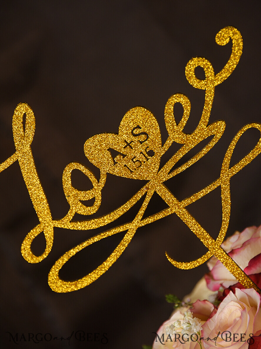 CAKE TOPPER glitter wedding cake topper, chick cake topper
