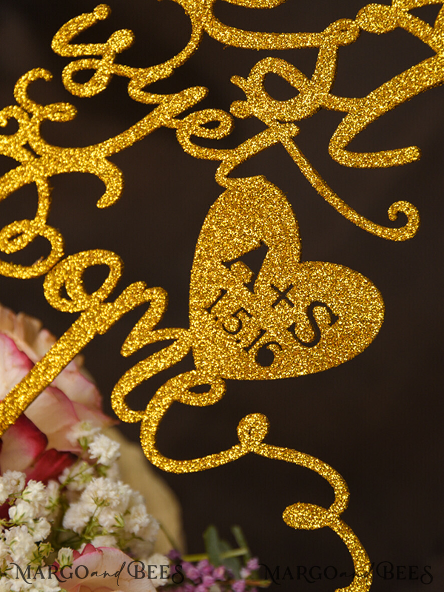 CAKE TOPPER glitter wedding cake topper, sparkle cake topper