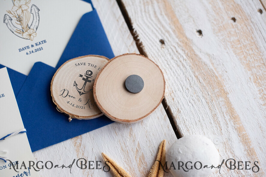 SAVE THE DATES beach travel magnets Personalised Beach Save the Date Magnets and Card, Travel Navy Wedding Save The Dates , Wedding Destination Save The Date Cards
