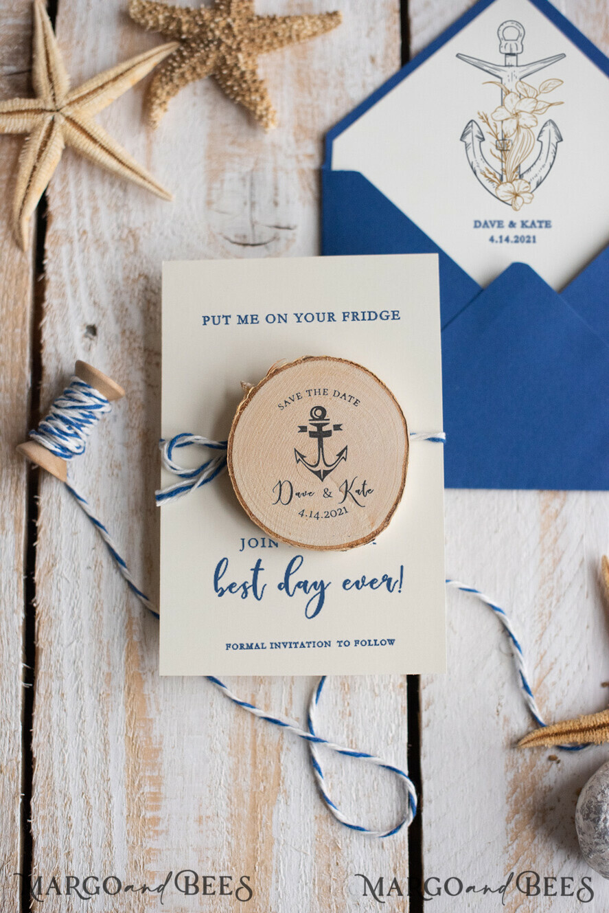 SAVE THE DATES beach travel magnets Personalised Beach Save the Date Magnets and Card, Travel Navy Wedding Save The Dates , Wedding Destination Save The Date Cards