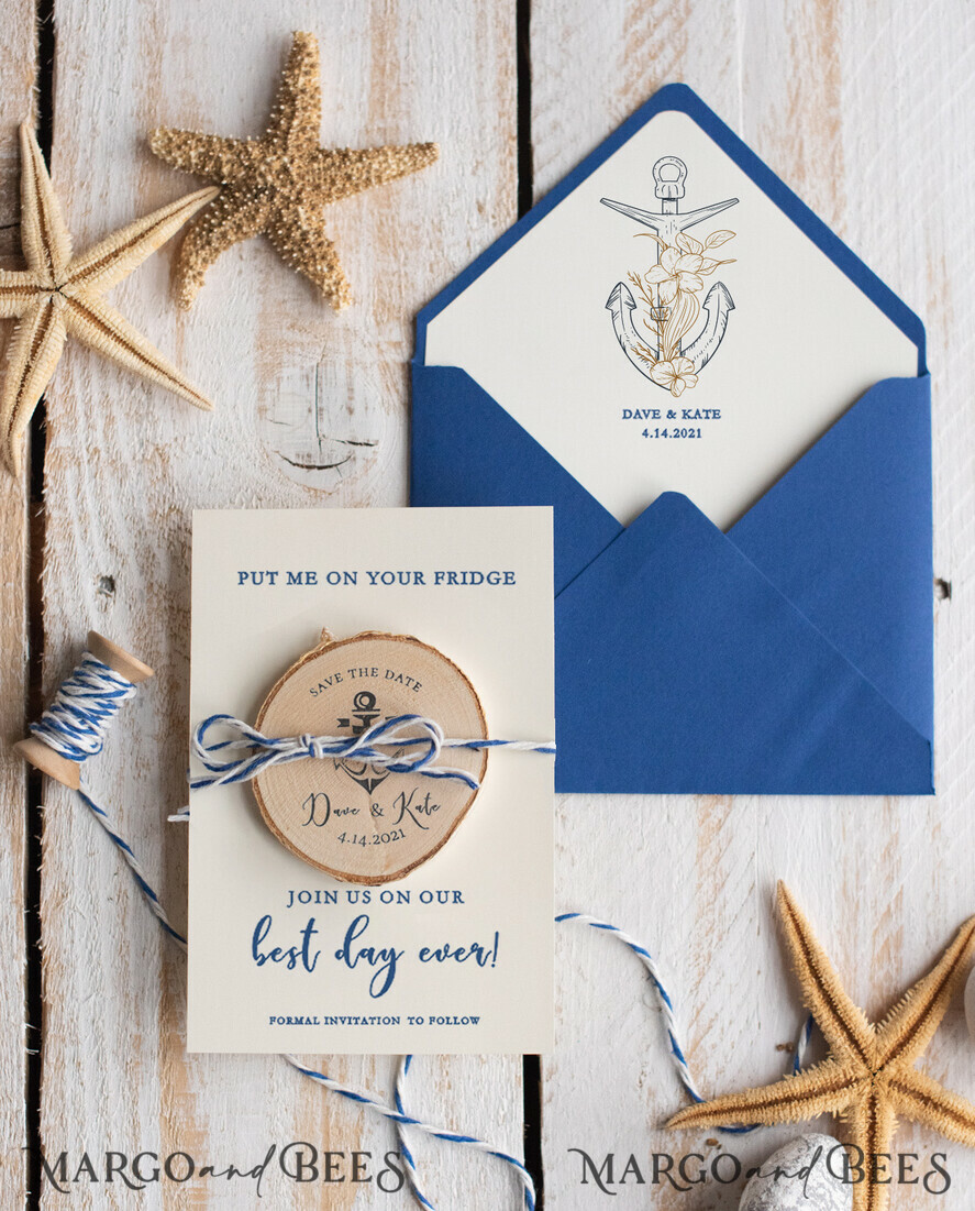 SAVE THE DATES beach travel magnets Personalised Beach Save the Date Magnets and Card, Travel Navy Wedding Save The Dates , Wedding Destination Save The Date Cards