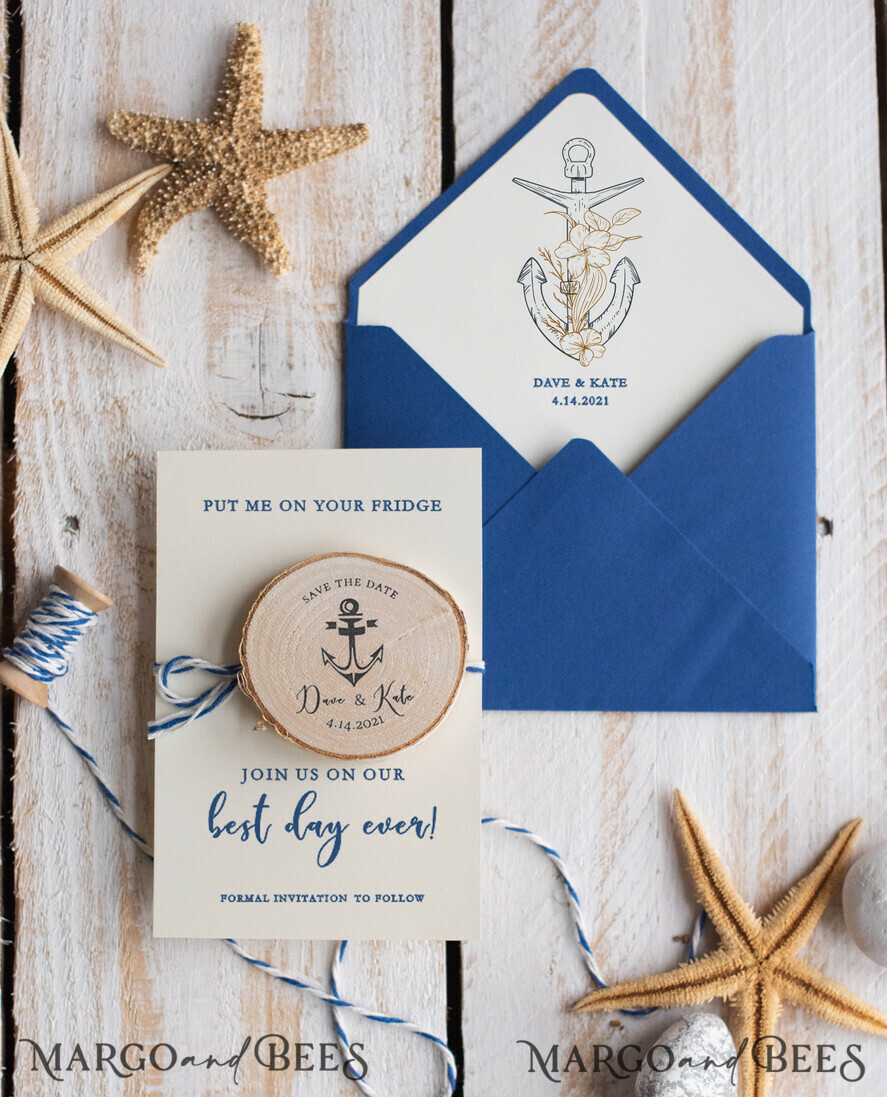 SAVE THE DATES beach travel magnets Personalised Beach Save the Date Magnets and Card, Travel Navy Wedding Save The Dates , Wedding Destination Save The Date Cards