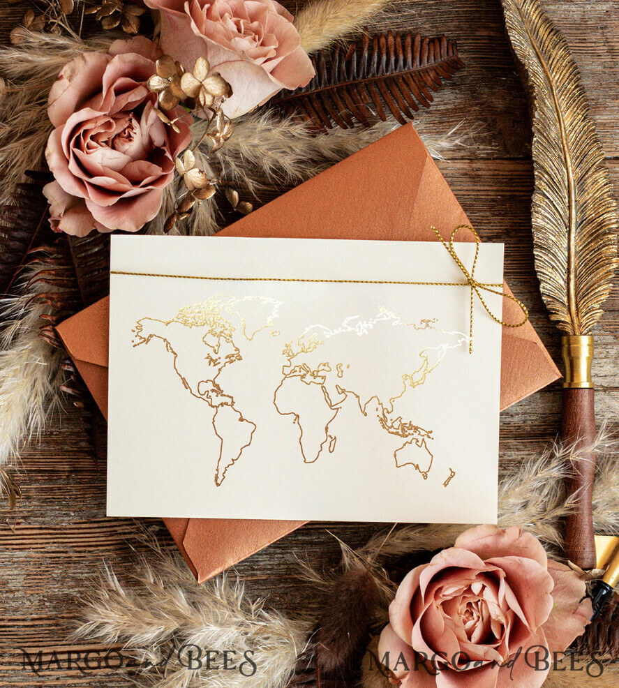SAVE THE DATES beach travel magnets Personalised Travel Save the Date Acrylic Tag Magnet and Card, Gold Terracotta Luggage Tag Wedding Save The Dates Acrylic Magnets, Save The Date Cards