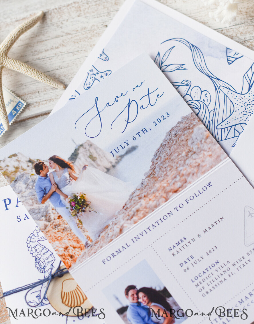 SAVE THE DATES beach travel magnets Personalised Passport Save the Date Card, Beach Wedding Save The Dates , Wedding Destination Save The Date Cards