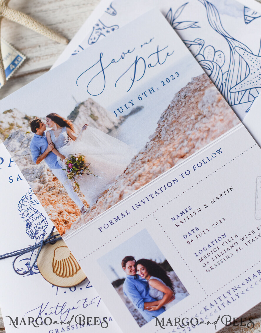 SAVE THE DATES beach travel magnets Personalised Passport Save the Date Card, Beach Wedding Save The Dates , Wedding Destination Save The Date Cards