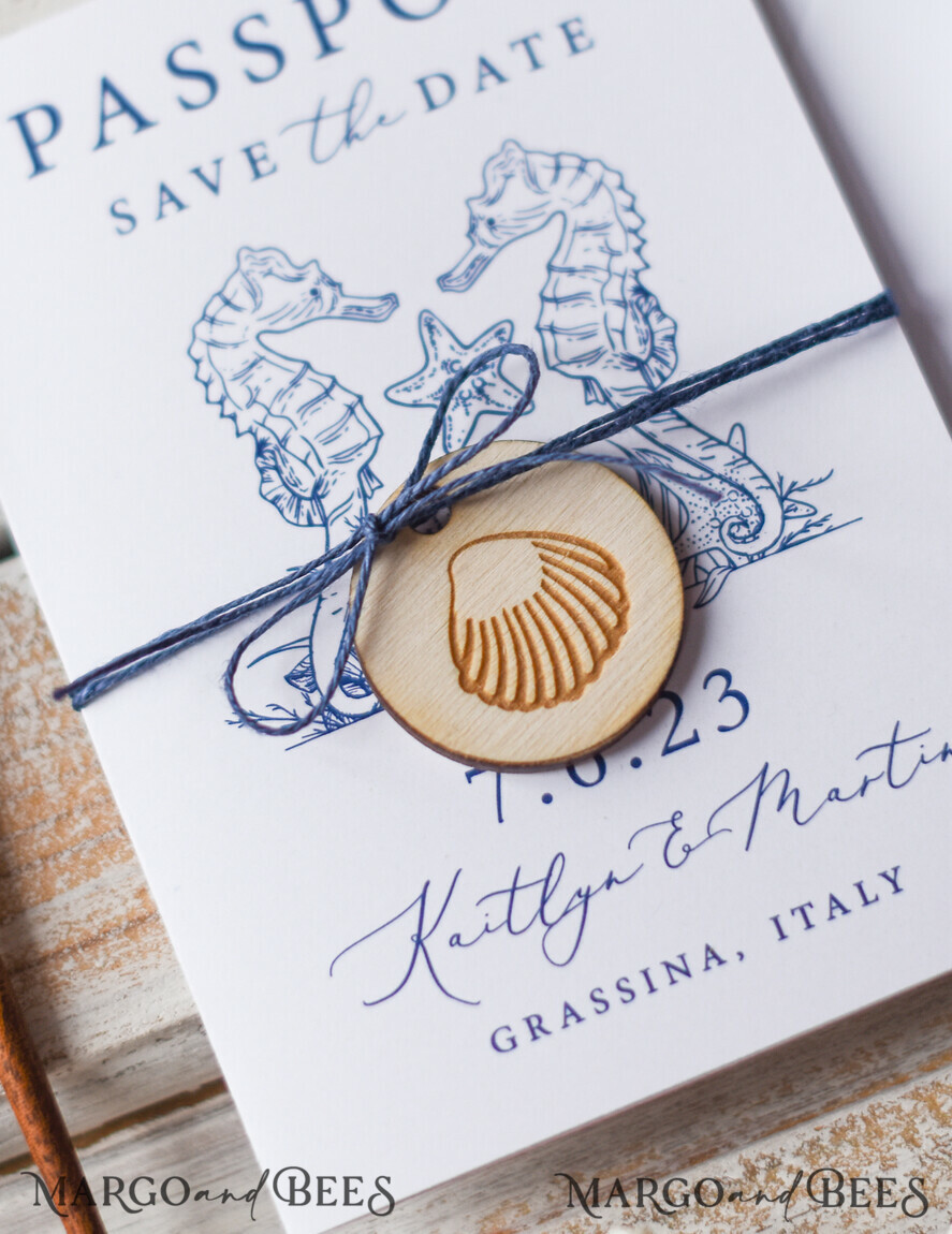 SAVE THE DATES beach travel magnets Personalised Passport Save the Date Card, Beach Wedding Save The Dates , Wedding Destination Save The Date Cards